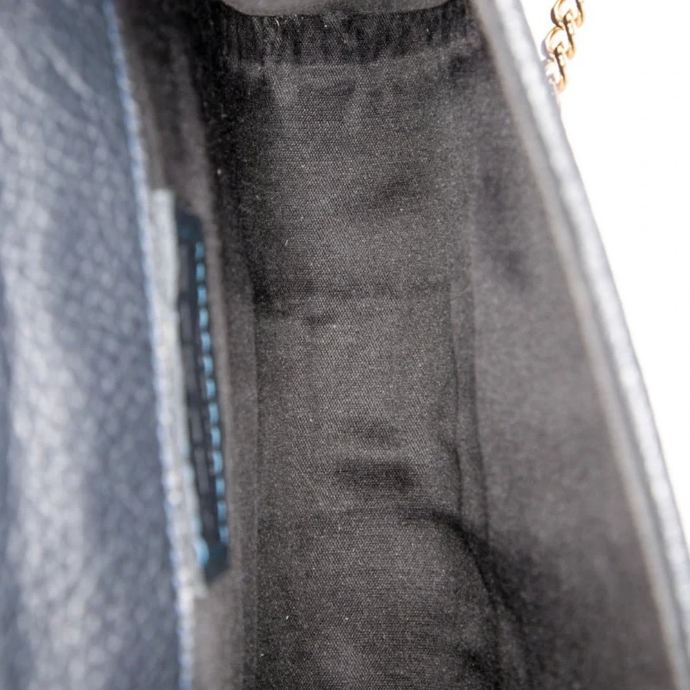 Gedebe Navy Pony Hair and Leather Embellished Handbag